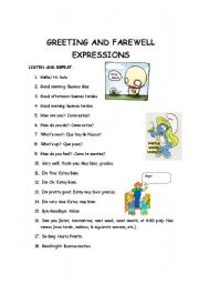 English Worksheet: GREETINGS AND FAREWELL EXPRESSIONS