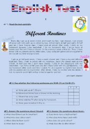 TEST (version B) - Daily routine (for 5th graders)