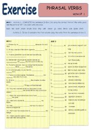 English Worksheet: PHRASAL VERBS WITH 