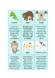 English Worksheet: I know who you are! (animal description cards)