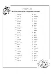 English Worksheet: Contractions