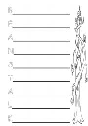 English worksheet: Jack and the Beanstalk Acrostic Poem Template