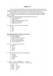 English Worksheet: entance test