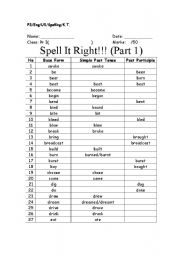 English worksheet: Forms of the Verb