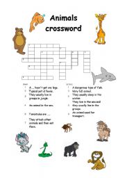 English Worksheet: crossword - animals