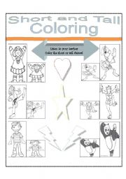 Download short and tall coloring - ESL worksheet by ATashie