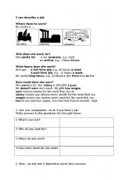 English worksheet: I can describe a job