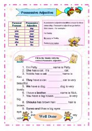 English Worksheet: possessive adjective