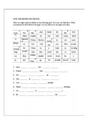 English Worksheet: Find the hidden sentences