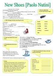 English Worksheet: Song!!!   New Shoes [Paolo Nutini] (B&W version included)