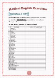 English Worksheet: 11 exercises/9 pages MEDICAL ENGLISH NOT SUITABLE FOR CHILDREN