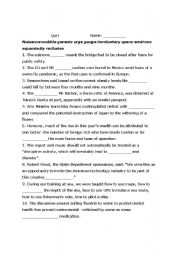 English Worksheet: insert the word quiz