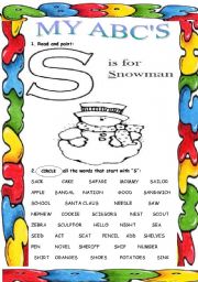 English Worksheet: My ABCs ( S )