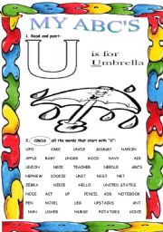 English Worksheet: My ABCs ( U )