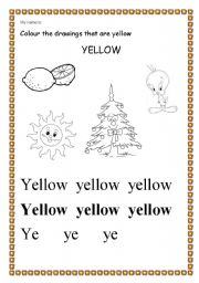 English worksheet: yellow