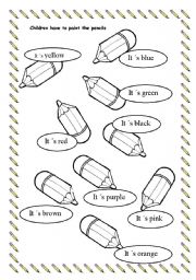English Worksheet: Pencils and colours