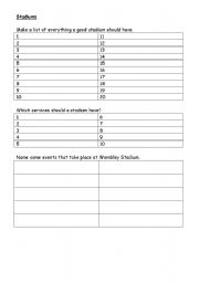 English worksheet: Wembley Stadium Products and Services