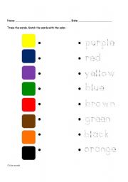 English Worksheet: color words