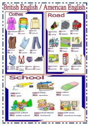 English Worksheet: British English  / American English - handout