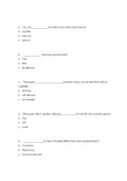 English worksheet: modal verbs