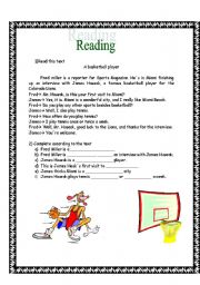 English Worksheet: a baskteball