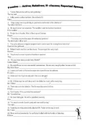 English Worksheet: rephrasing passive ifs and reported speech