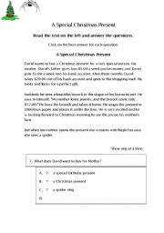 English worksheet: a chistmas gift