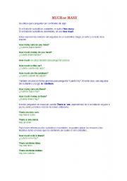 English Worksheet: Much or many