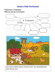 English Worksheet: Rosies Walk Worksheet(Brainstorming a farmyard)