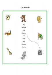 English worksheet: The animals