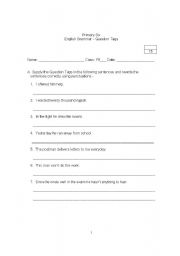 English Worksheet: Question Tags