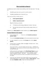 English Worksheet: Direct and Indirect Speech