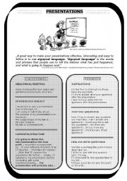 English Worksheet: PRESENTATIONS, FCE writing and speaking  (useful sentences and tips, a.k.a. signpost language)