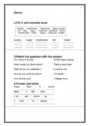 English worksheet: some beginners activities 
