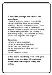 English worksheet: final test for side by side 1A