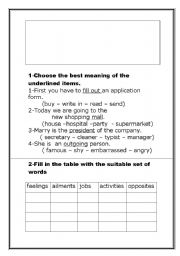 English worksheet: Side by side test 1B