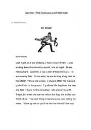 English Worksheet: A Story with the Past Continuous