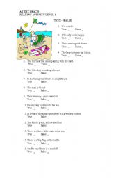 English worksheet: At the beach