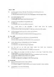 English Worksheet: transformation of sentenses