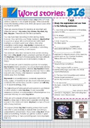 English Worksheet: Word stories: BIG