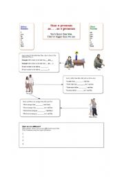 English worksheet: than + pronoun; as ... as + pronoun