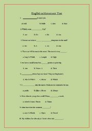 English worksheet: english achivement test