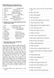 English Worksheet: Present Continuous Tense 