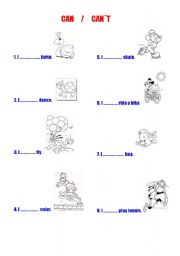 English Worksheet: can / cant