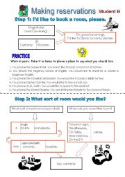 English Worksheet: Step by step guidance for Student B