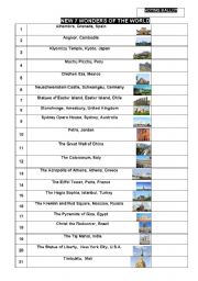 English Worksheet: NEW SEVEN WONDERS OF THE WORLD (Part III)