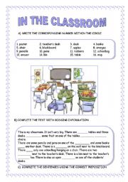 IN THE CLASSROOM: school objects/ prepositions