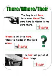 English Worksheet: Sp Tricks Poster 5 - There/where/their