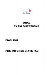 English Worksheet: ORAL PRE-INTERMEDIATE EXAM QUESTIONS