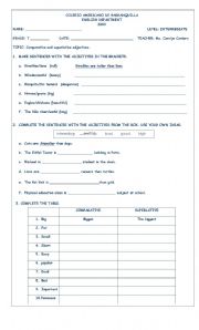 English Worksheet: comparative and superlative